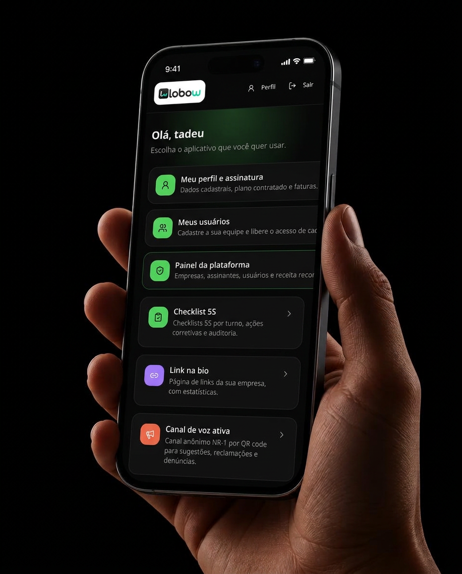Checklist do Lobow aberto no celular